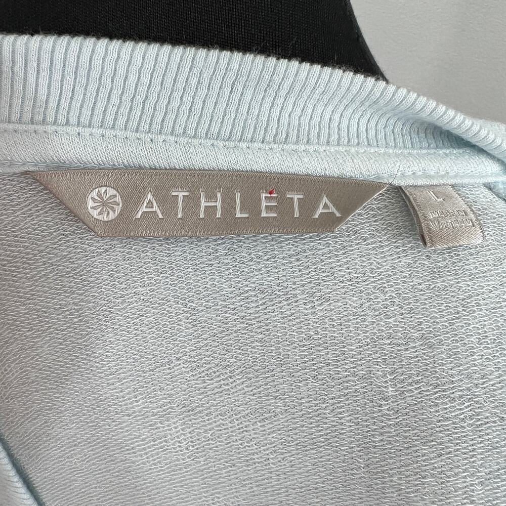 ATHLETA Light Blue Long Sleeve Scoop Neck Mindset Modal Pullover Sweatshirt Sz L - Picture 6 of 8